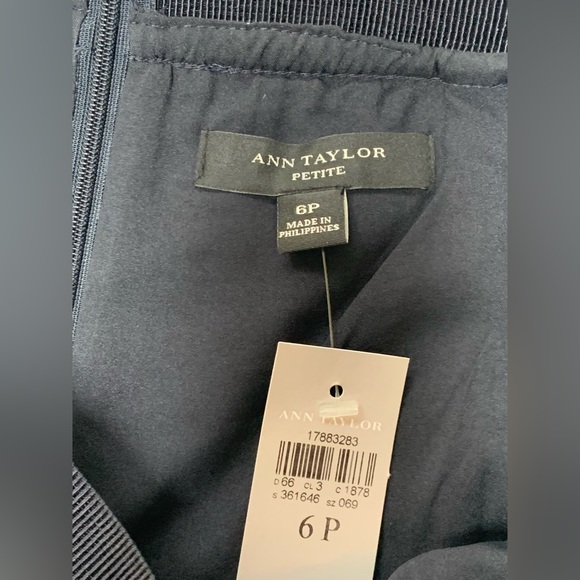 Ann Taylor 6P NWT Navy white striped crochet skirt elastic waist back zip lined - Picture 2 of 5